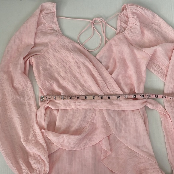 Trixxi Pink Ruffled Chiffon Tie Front or Back Mini Skater Dress Medium - Picture 17 of 17